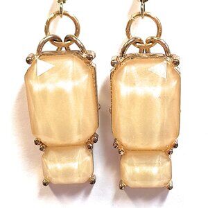 Yellow Cabochon Square Earrings